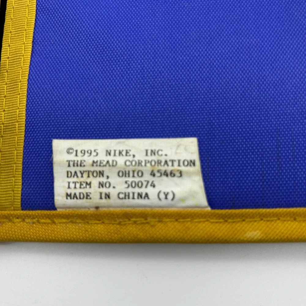 Vintage 1992 Mead Nike 6 Ring Binder Organizer Purple Blue Yellow Canvas Planner